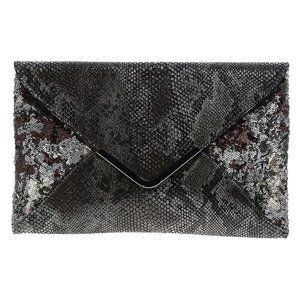 Snake and Sequin Envelope Clutch